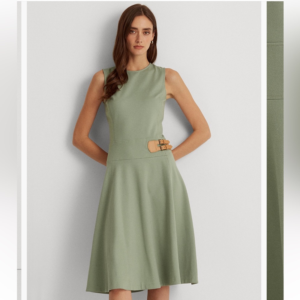 Lauren Ralph Lauren Buckle-Trim Sleeveless Ponte Dress